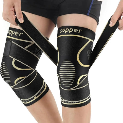 Rodilleras de cobre con correa para el dolor de rodilla mujeres y hombres, manga de compresión de rodilla para artritis, ACL, desgarro de menisco